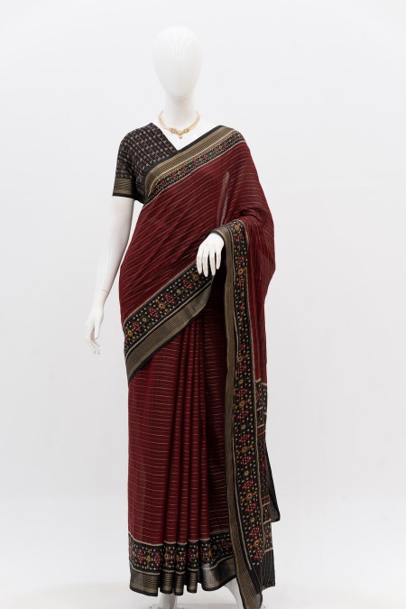 Maroon Half Silk Boutique Saree in Bangl...