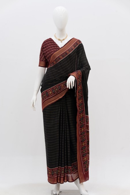 Black Half Silk Boutique Saree in Bangla...