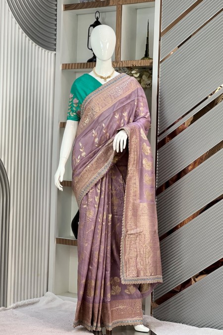 Lavender Premium Soft Silk Kimora Design...