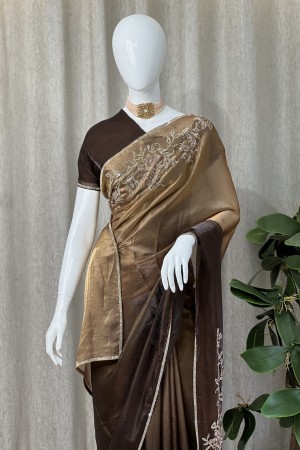 Mixed Shaded Simar Velvet Party Saree fo...