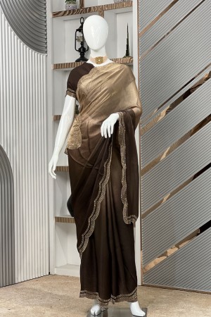 Mixed Shaded Simar Velvet Party Saree fo...