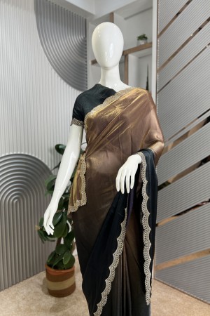 Mixed Shaded Simar Velvet Party Saree fo...