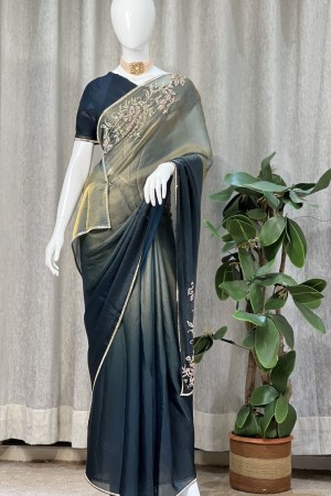 Mixed Shaded Simar Velvet Party Saree fo...