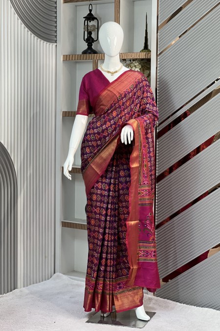 Patola Raw Silk Saree – Elegant Traditio...