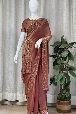 Mixed Shaded Simar Velvet Party Saree fo...